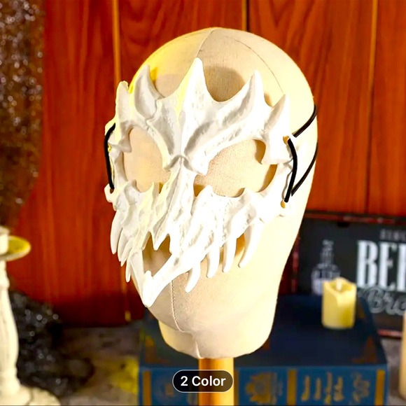NWOT Day of the Dead themed plastic costume mask even Easter skull Masquerade. - Picture 2 of 3